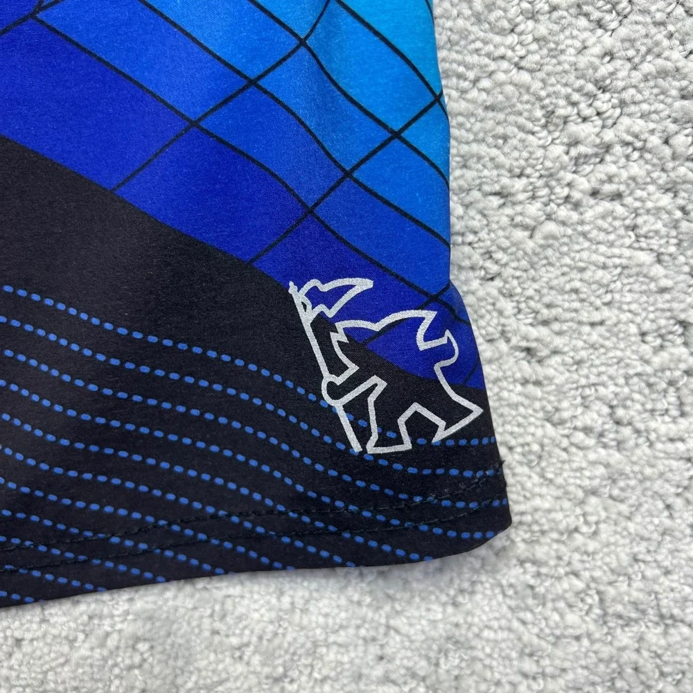 Y2k Gotcha Mens Board Shorts Sz 38 Black Blue Geometric 4-Way Stretch Swim Surf